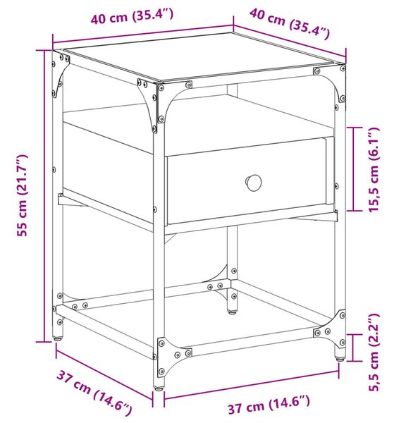 VidaXL Éjjeliszekrény Szett - Füstös Tölgy Fa - 2 db - 40x40x55 cm