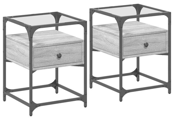 VidaXL Sonoma Szürke Fa Éjjeliszekrény Szett - 2 db - 40x40x55 cm