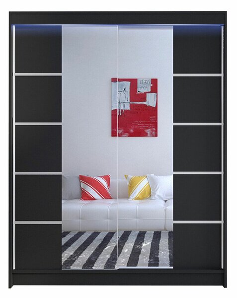 Gardróbszekrény Closico Vastor V, Laminált forgácslap, 200x150x58cm, Fekete