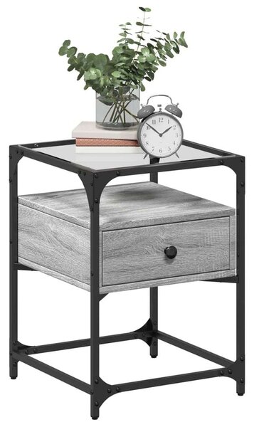 VidaXL Sonoma Szürke Fa Éjjeliszekrény Szett - 2 db - 40x40x55 cm