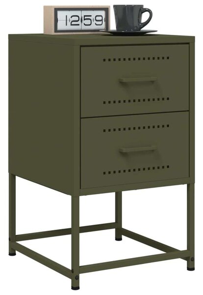 VidaXL Fém Éjjeliszekrény Szett - 2 db Olívazöld - 36x39x60,5cm