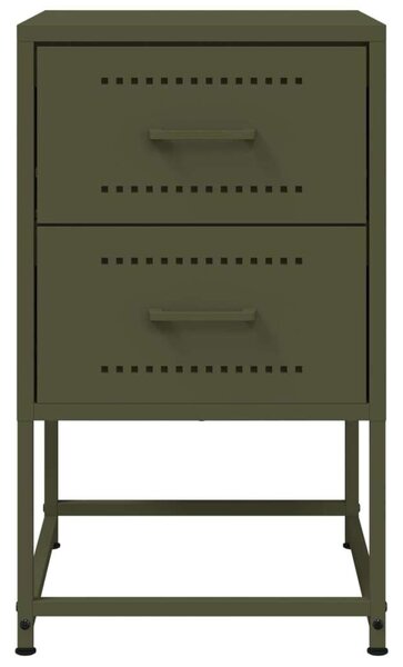 VidaXL Fém Éjjeliszekrény Szett - 2 db Olívazöld - 36x39x60,5cm