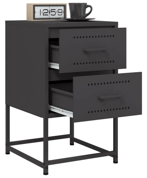 VidaXL Fém Éjjeliszekrény Szett - 2 db - Fekete - 36x39x60,5 cm