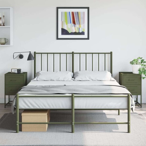 VidaXL Fém Éjjeliszekrény Szett - 2 db Olívazöld - 36x39x60,5cm