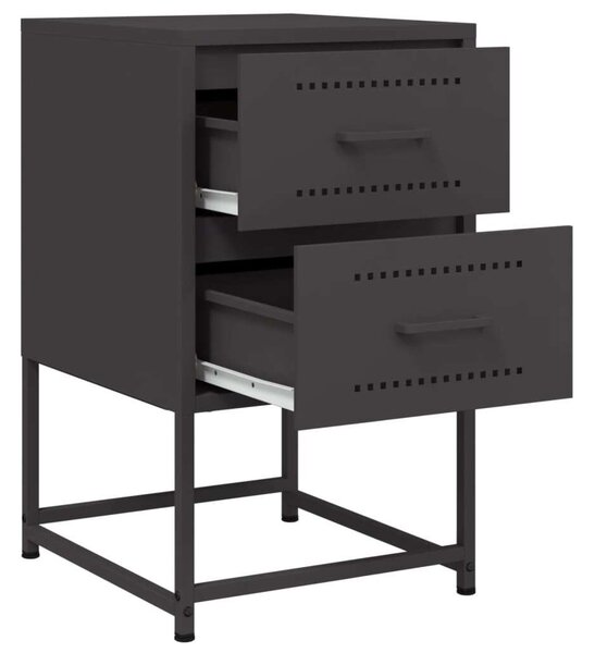 VidaXL Fém Éjjeliszekrény Szett - 2 db - Fekete - 36x39x60,5 cm