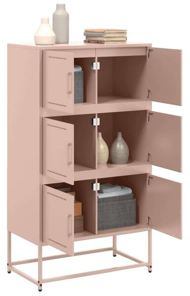 VidaXL Rózsaszín Fém Tárolószekrény - 6 Rekeszes - 68,5x38,5x123,5 cm