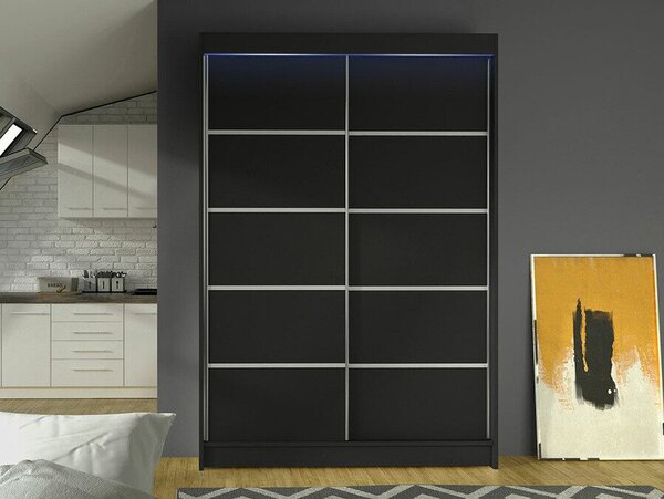 Gardróbszekrény Closico Salvor IV, Laminált forgácslap, 200x120x58cm, Fekete