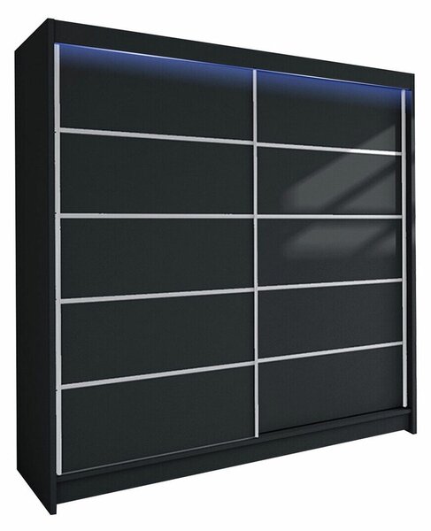 Gardróbszekrény Closico Cavaris IV, Laminált forgácslap, 215x180x58cm, Fekete