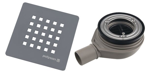 Polysan Polysan, TRENECA fürdőkád szifon, átmérő 90mm, DN40, huzat szürke matt, 84999.31