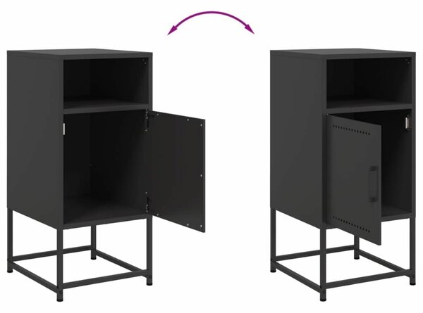 VidaXL - Fém Éjjeliszekrény Szett - 2 db - Fekete - 36x39x78cm