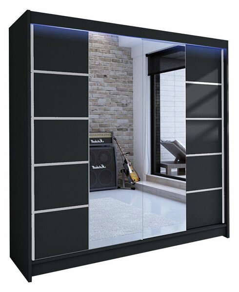 Gardróbszekrény Closico Cavaris V, Laminált forgácslap, 215x180x58cm, Fekete