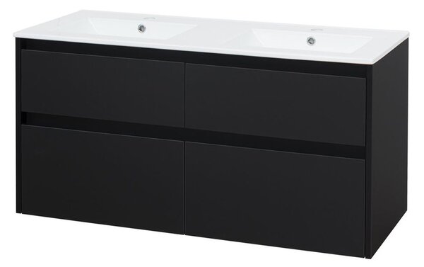 Mereo Mereo, Opto, fürdőszoba szekrény kerámia mosdóval 121 cm, fehér, tölgy, fehér/tölgy, fekete, MER-CN943