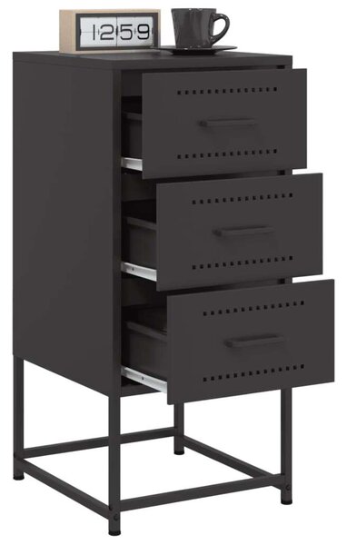 VidaXL Fém Éjjeliszekrény Szett - 2 db, 3 Fiókos, Fekete - 36x39x78cm
