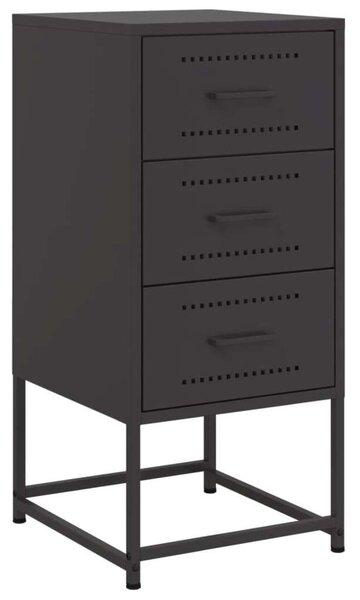 VidaXL Fém Éjjeliszekrény Szett - 2 db, 3 Fiókos, Fekete - 36x39x78cm