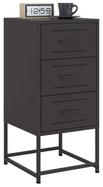 VidaXL Fém Éjjeliszekrény Szett - 2 db, 3 Fiókos, Fekete - 36x39x78cm