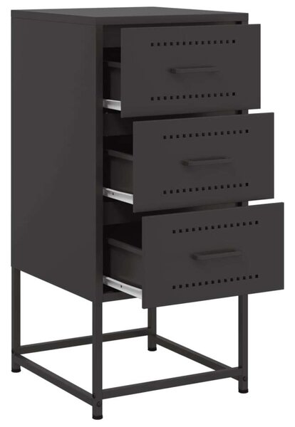 VidaXL Fém Éjjeliszekrény Szett - 2 db, 3 Fiókos, Fekete - 36x39x78cm