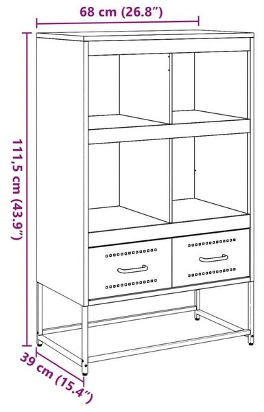 VidaXL Fém Polcrendszer - Fekete - 68,5x39x111,5 cm