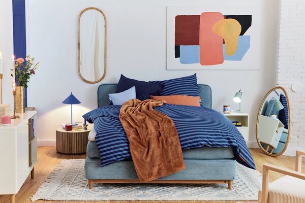 Tom Tailor Dark Navy és Cool Blue pamut ágyneműhuzat, 200 x 220 cm, 2 db 80 x 80 cm