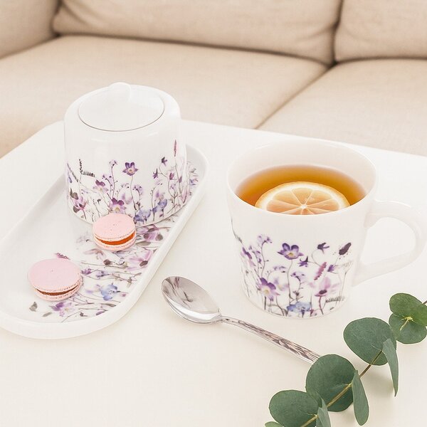 Fehér-lila porcelán szervírozó tányér Louka – Orion