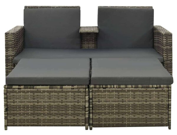 Polyrattan Kerti Ülőgarnitúra - 3 részes - Szürke
