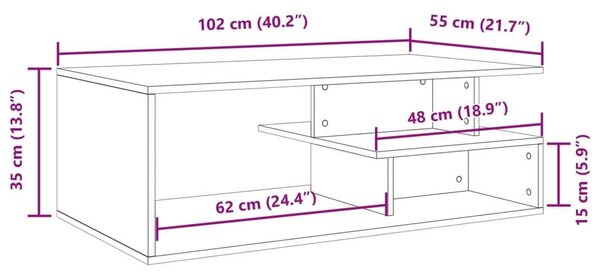VidaXL barna tölgyszínű szerelt fa dohányzóasztal 102x55x35 cm