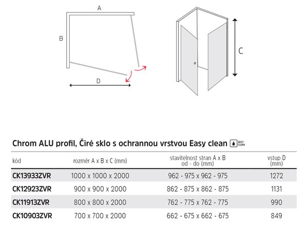 Mereo Mereo, Novea forgó zuhanykabin, négyzet, króm ALU, átlátszó üveg, MER-CK10903ZVR