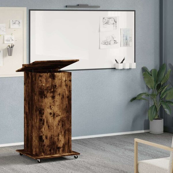 VidaXL szerelt fa állópult kerékkel és fiókkal 55 x 55 x 107 cm