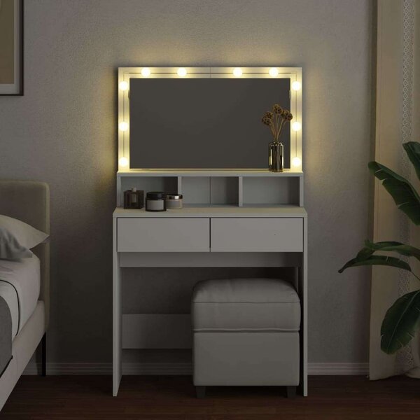 VidaXL fehér fésülködőasztal LED-del 80 x 41 x 134,5 cm