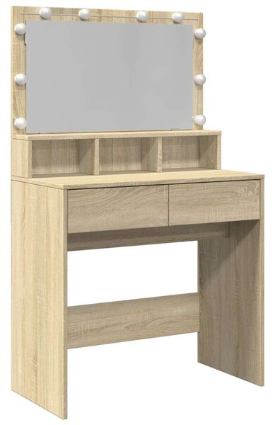 VidaXL LED-es Sminkasztal - Sonoma Tölgy - 80x41x134,5 cm