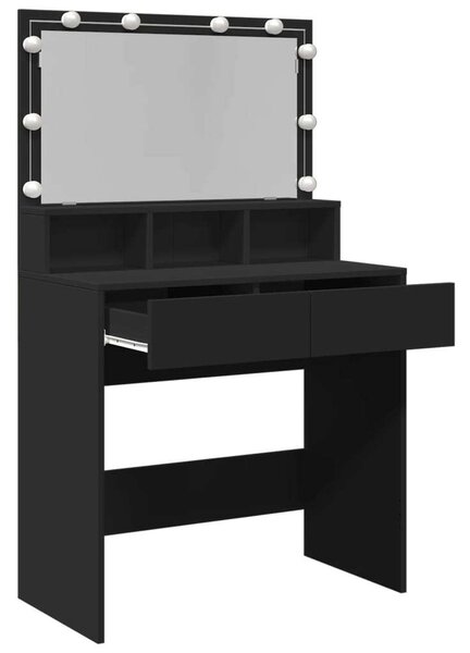 VidaXL Sminkasztal LED-del - Fekete - 80x41x134,5cm