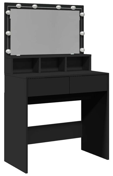 VidaXL Sminkasztal LED-del - Fekete - 80x41x134,5cm