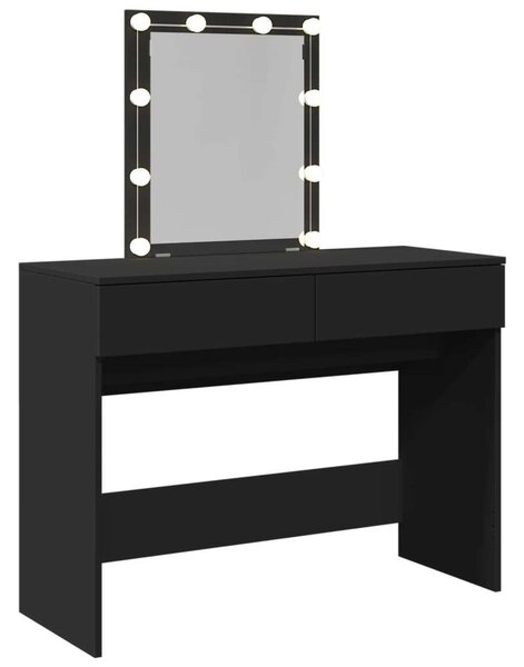 LED-es Sminkasztal - Fekete - 100x40x130 cm