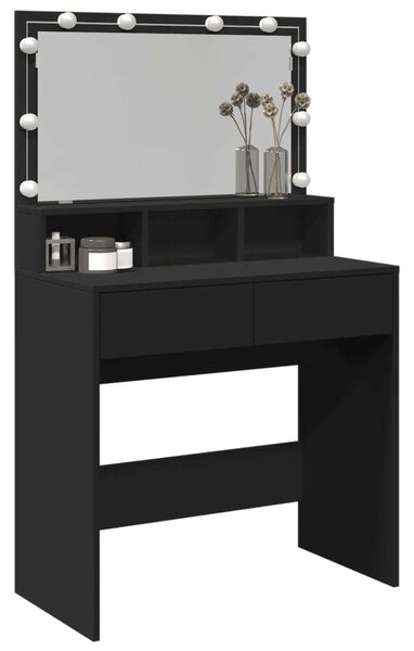 VidaXL Sminkasztal LED-del - Fekete - 80x41x134,5cm