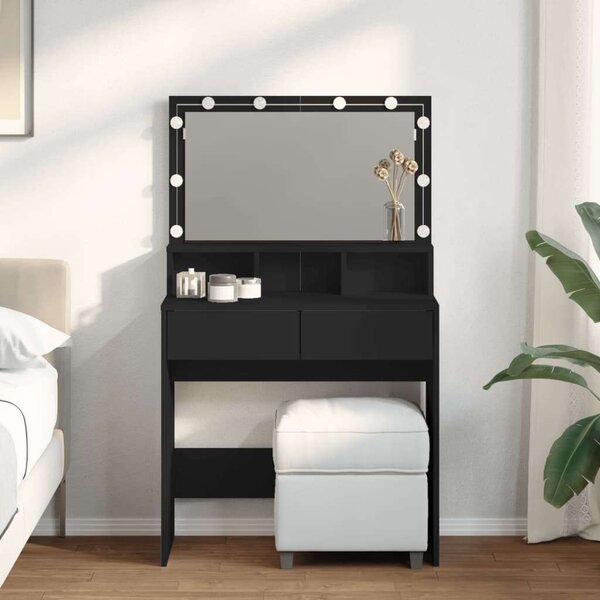 VidaXL Sminkasztal LED-del - Fekete - 80x41x134,5cm