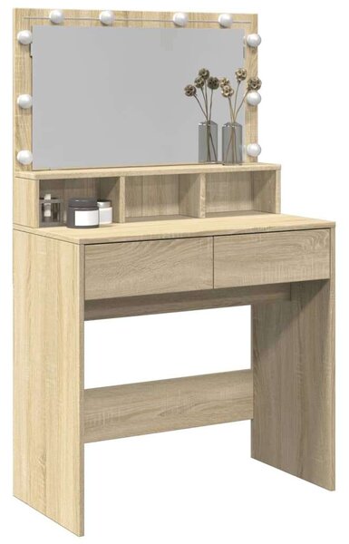 VidaXL LED-es Sminkasztal - Sonoma Tölgy - 80x41x134,5 cm