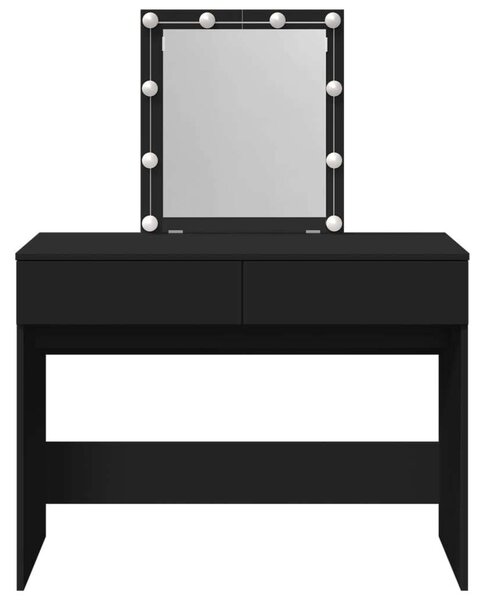 LED-es Sminkasztal - Fekete - 100x40x130 cm