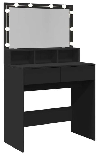 VidaXL Sminkasztal LED-del - Fekete - 80x41x134,5cm