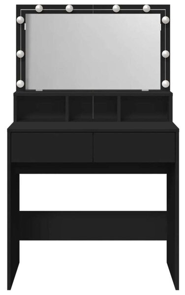 VidaXL Sminkasztal LED-del - Fekete - 80x41x134,5cm