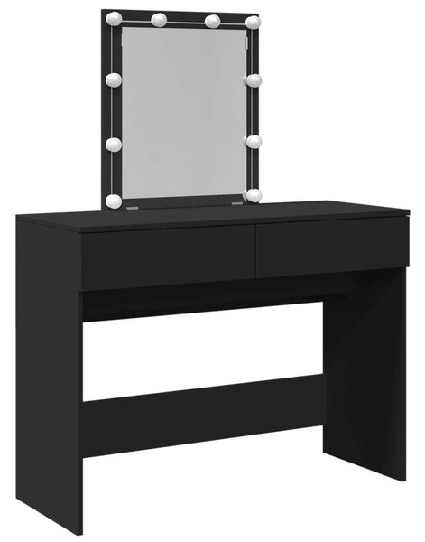 LED-es Sminkasztal - Fekete - 100x40x130 cm