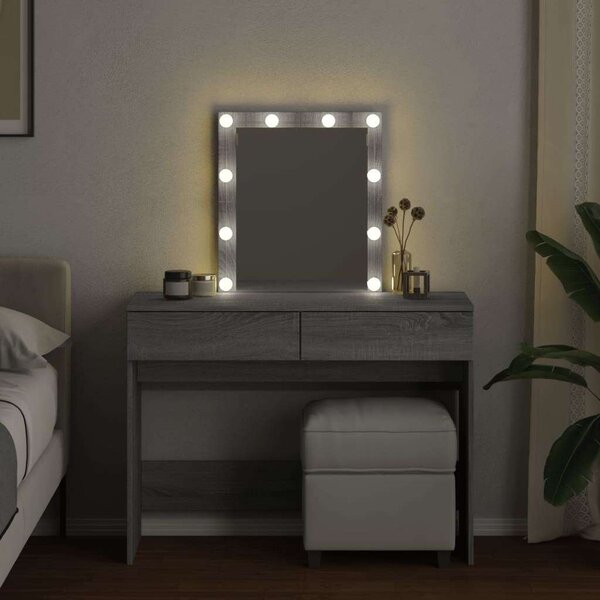 LED-es Sminkasztal - Sonoma Szürke - 100x40x130 cm