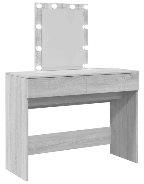 LED-es Sminkasztal - Sonoma Szürke - 100x40x130 cm