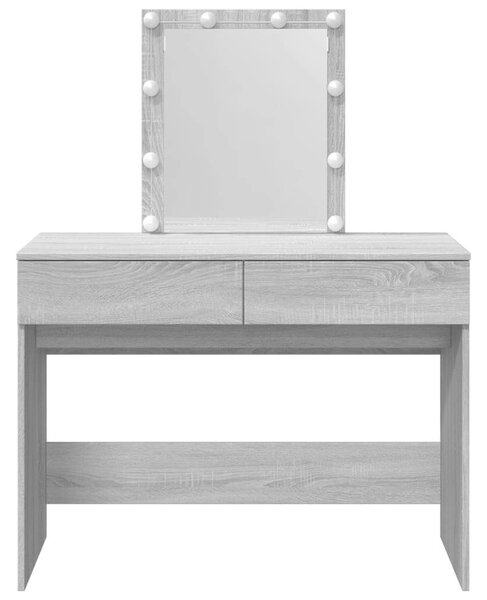 LED-es Sminkasztal - Sonoma Szürke - 100x40x130 cm