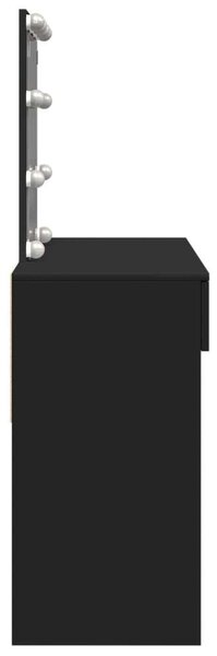 LED-es Sminkasztal - Fekete - 100x40x130 cm