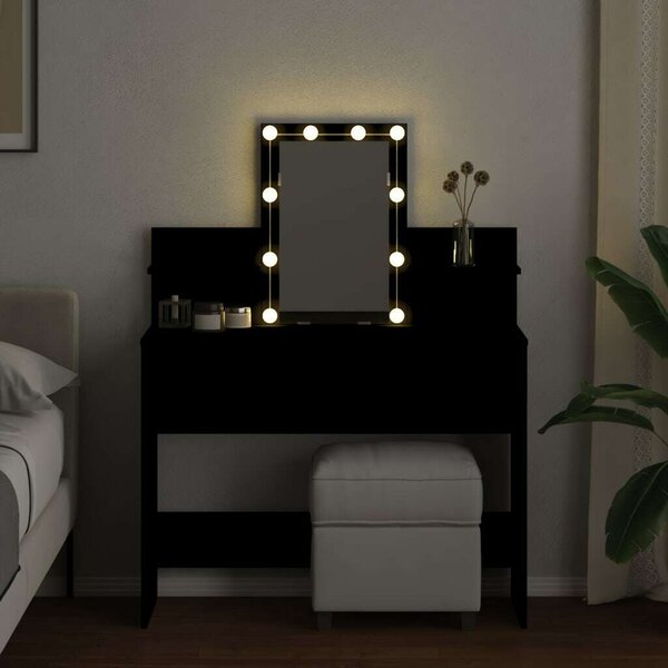 VidaXL Sminkasztal LED-es - Fekete - 100x40x130 cm