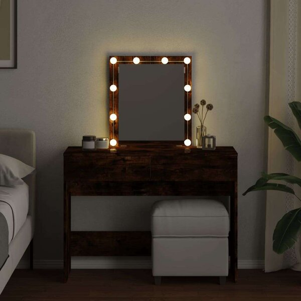 VidaXL Sminkasztal LED-del - Füstös Tölgy - 100x40x130 cm
