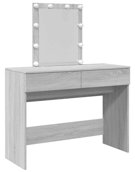 LED-es Sminkasztal - Sonoma Szürke - 100x40x130 cm