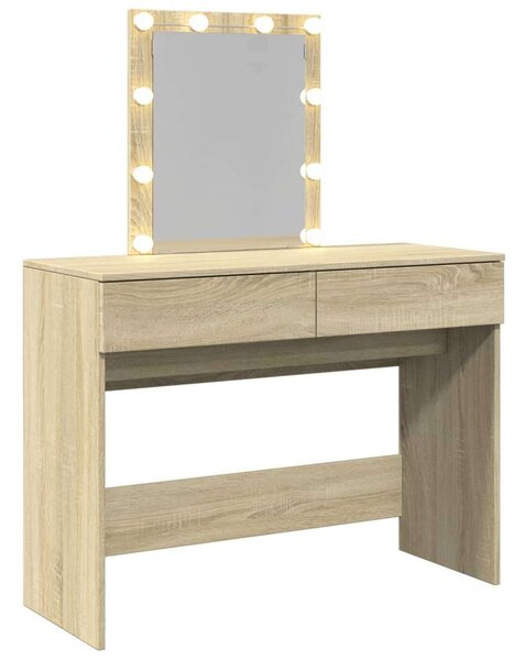 VidaXL Sminkasztal LED-del - Sonoma Tölgy - 100x40x130 cm