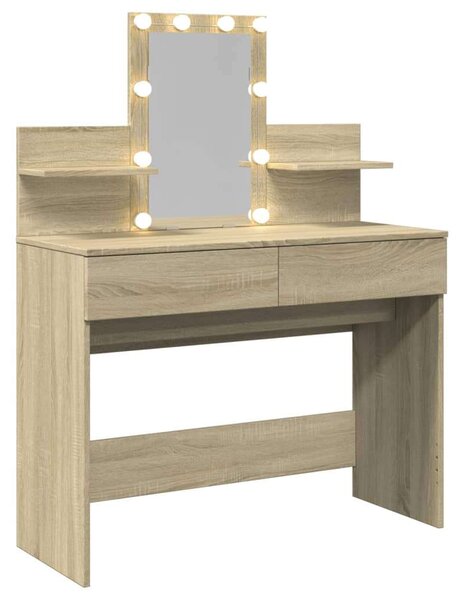 VidaXL Sminkasztal LED-del - Sonoma Tölgy - 100x40x130 cm