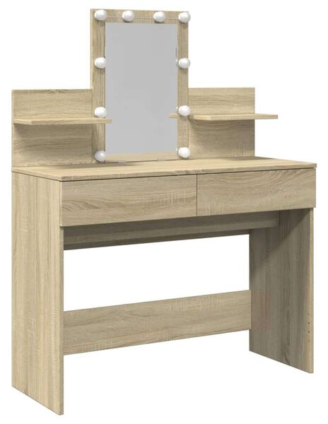 VidaXL Sminkasztal LED-del - Sonoma Tölgy - 100x40x130 cm