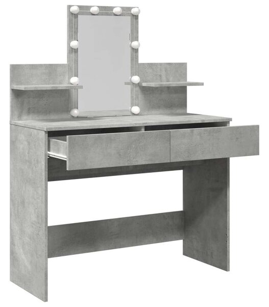 VidaXL Sminkasztal LED-del - Betonszürke - 100x40x130 cm
